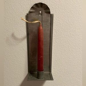 Galvanized primitive metal candleholder wall decor
